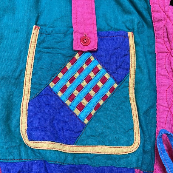 Vintage handmade embroidered colorblock jacket from Nepal - Picture 5 of 7